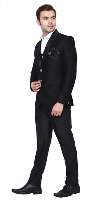 Men 5 Piece Coat Suit with Shirt Pant Blazer Waistcoat & Tie Solid Suit