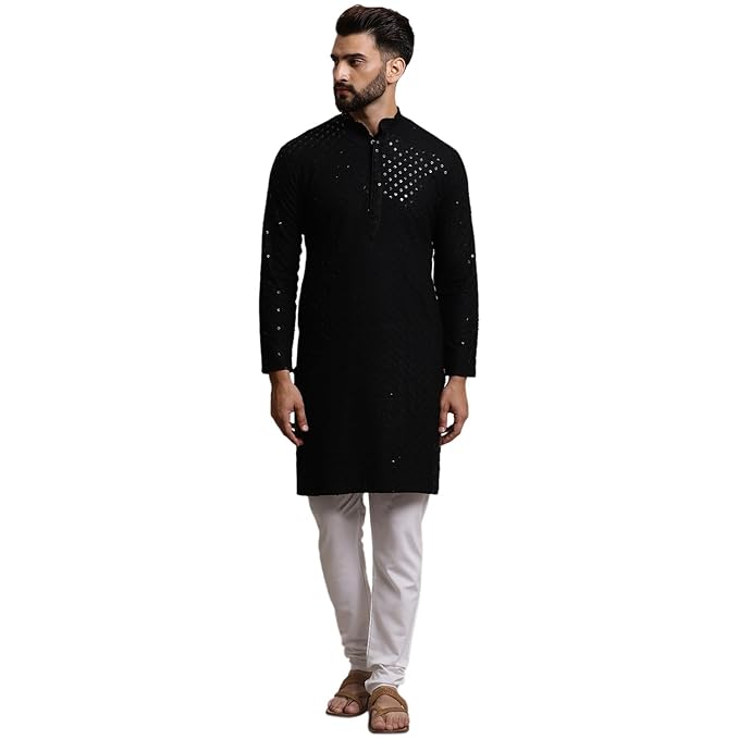 Men's Pure Cotton Sequence Kurta & Pyjama Set