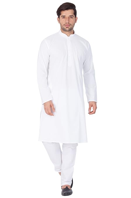 Mens Cotton Blend Kurta Pyjama Set - Classic Ethnic Attire for Timeless Style and Cultural Celebrations || Solid Plain Full Sleeves Kurta Pyjama Set