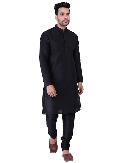 Men's Silk Solid Straight Long Kurta Pyjama Set| Ethnic Wear