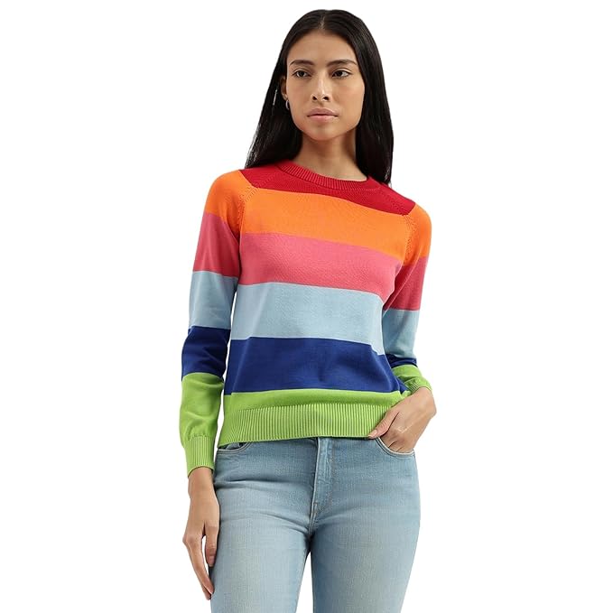 UNITED COLORS OF BENETTON Round Neck Striped Top