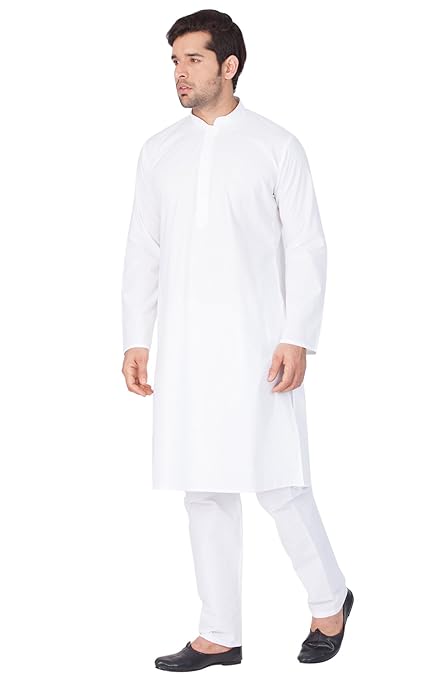 Mens Cotton Blend Kurta Pyjama Set - Classic Ethnic Attire for Timeless Style and Cultural Celebrations || Solid Plain Full Sleeves Kurta Pyjama Set