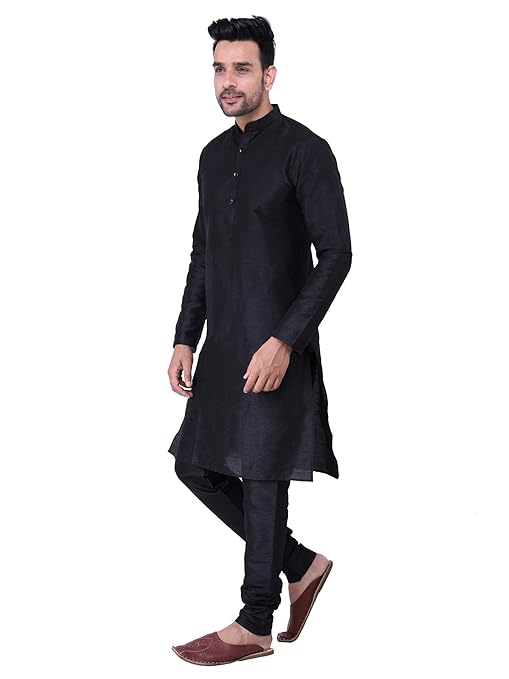 Men's Silk Solid Straight Long Kurta Pyjama Set| Ethnic Wear