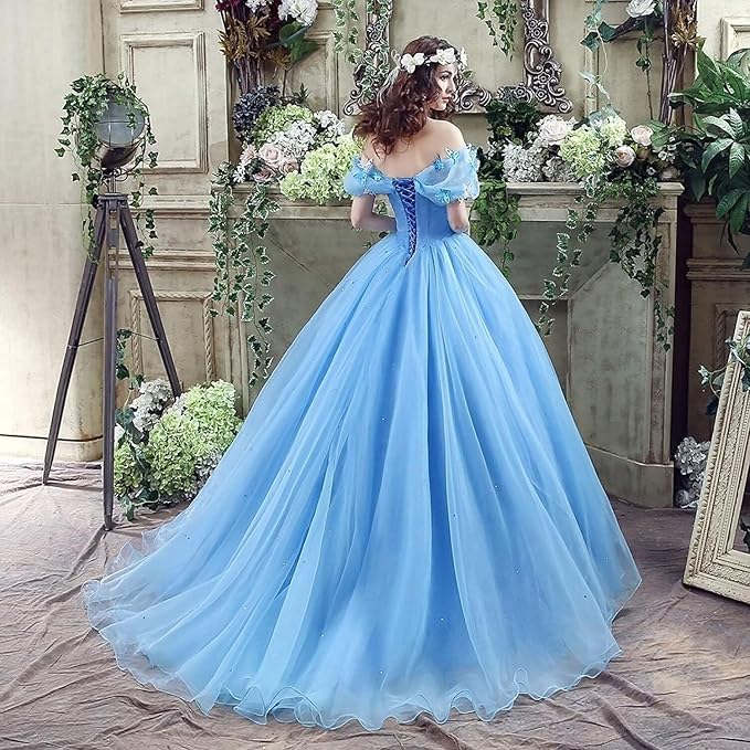 Off Shoulder Quinceanera Ball Gowns Masquerade Princess Long Prom Formal Evening Party Dress