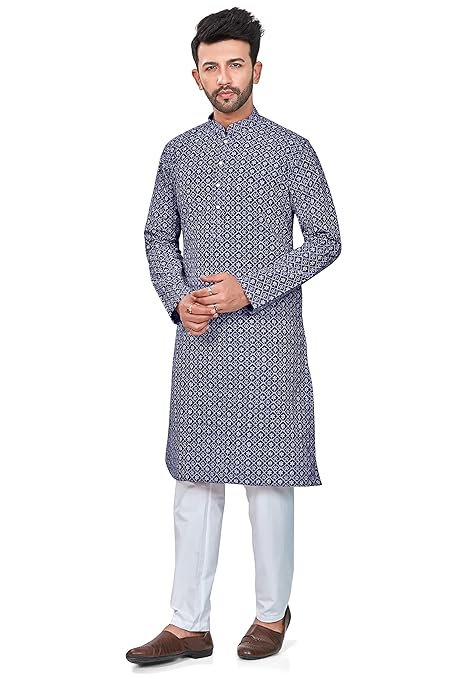 Men's Pure Cotton Lucknowi Kurta Pyjama Set Colour