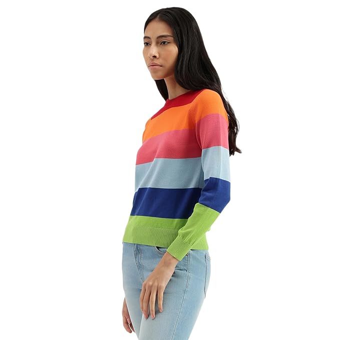 UNITED COLORS OF BENETTON Round Neck Striped Top